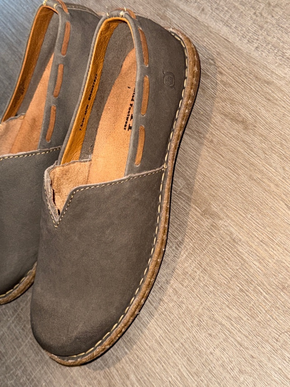 Børn Naya Grey Nubuck Leather Slip-On Loafers - Size 7.5 - Picture 7 of 15